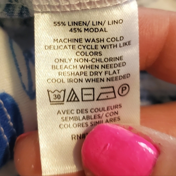 Loft Blue & White Linen Blend Knit Tee Size Small, Lightweight, Casual - Picture 9 of 9